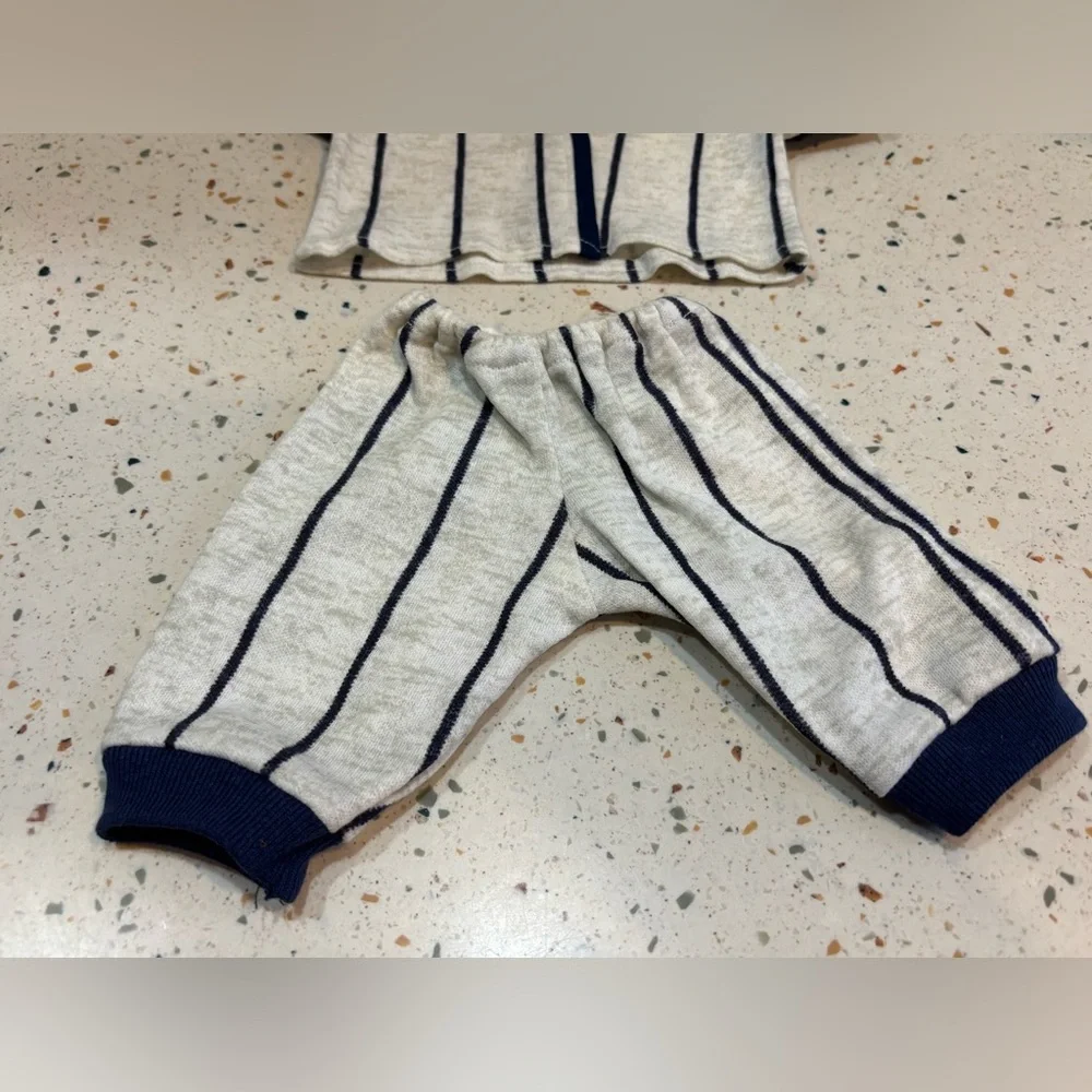 Vintage Baseball Striped Doll Outfit with‎ Cap #11 Blue, Gray